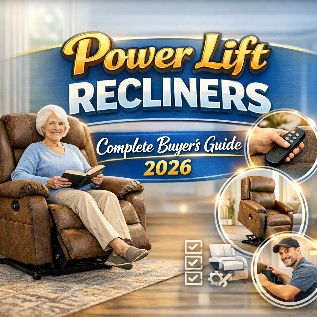 Power lift recliner buyer guide 2026 showing electric lift chair features and remote control
