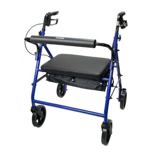 McKesson Bariatric Heavy Duty Rollator - 400 lb. Capacity Folding Steel Walker with 8" Wheels