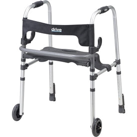 Drive Medical Clever-Lite LS Rollator Walker with Seat and Push Down Brakes