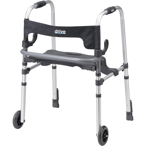 Drive Medical Clever-Lite LS Rollator Walker with Seat and Push Down Brakes
