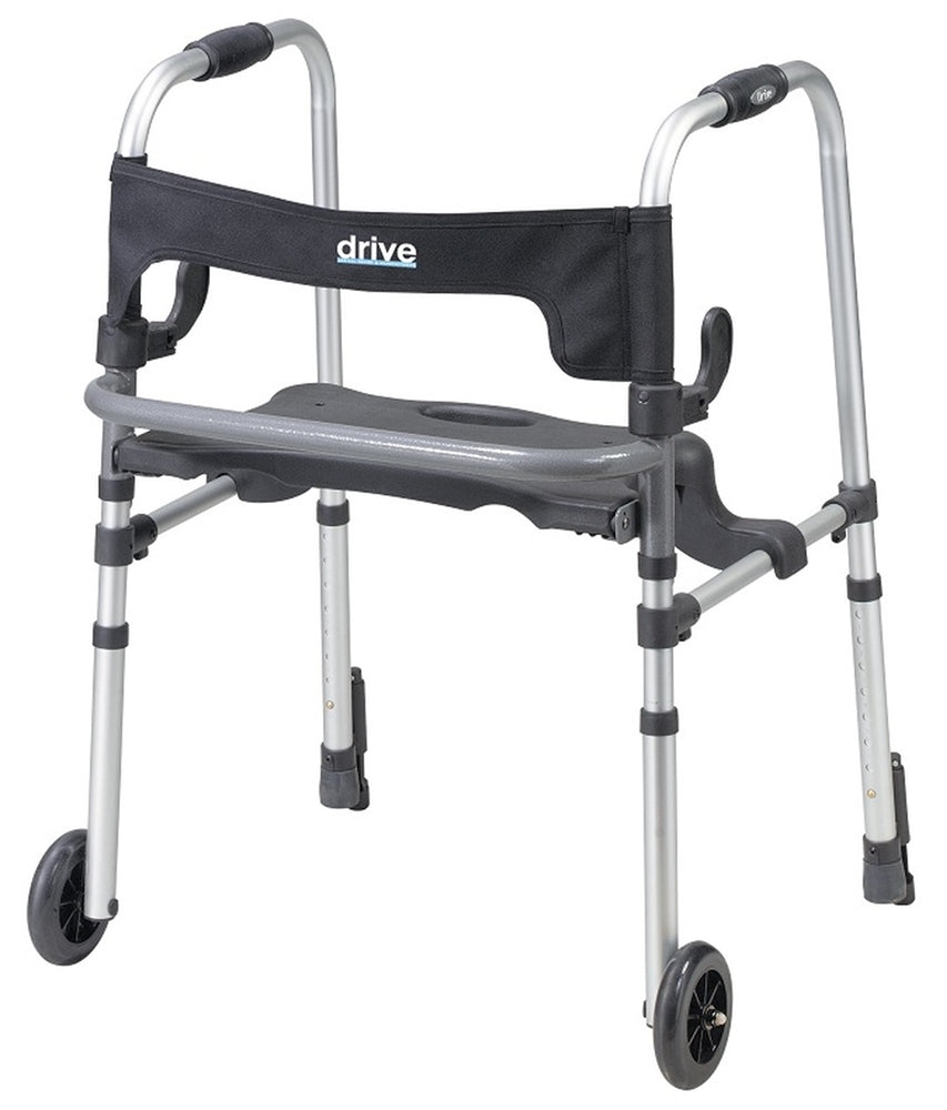 Drive Medical Clever-Lite LS Rollator Walker with Seat and Push Down Brakes