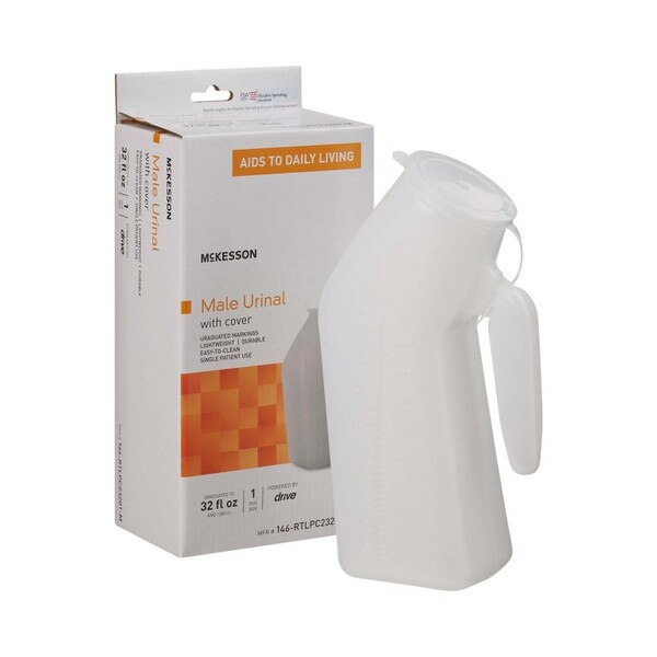 McKesson Male Urinal – 32 oz (946 mL) Bedside Urinal Bottle with Closure
