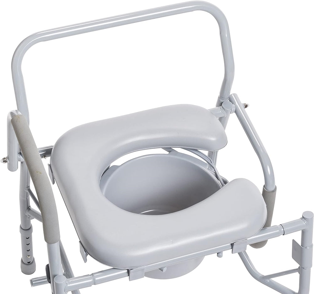 Drive Medical Knock-Down Deluxe Steel Drop-Arm Padded Commode