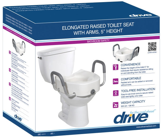 Drive Premium Plastic Elevated Regular or Elongated Toilet Seat With Lock