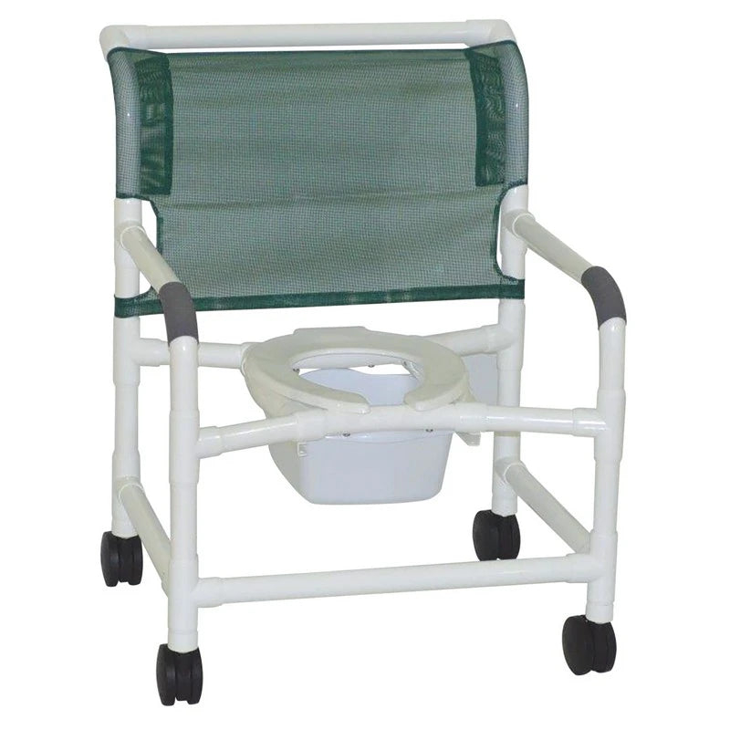 MJM Extra Wide PVC Shower Commode Chair 126-4-NB – Bariatric Rolling Shower Commode