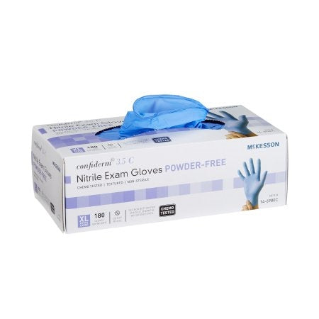 Exam Glove Blue McKesson ConfidermÂ® 3.5C NonSterile Nitrile Standard Cuff Length Textured Fingertips Blue Chemo Tested