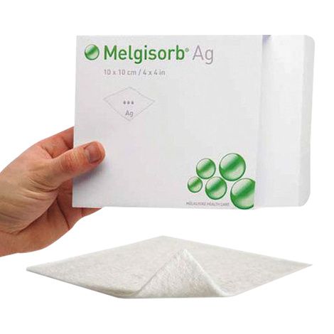 Molnlycke Melgisorb® Ag Antimicrobial Alginate Dressing — Silver Zirconium Phosphate, High-G Alginate + CMC, 5 Sizes