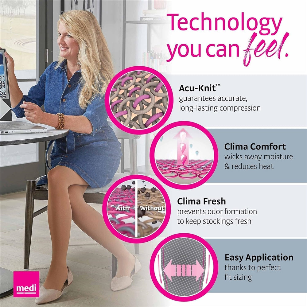 medi Assure 20-30 mmHg Thigh High Compression Stockings with Silicone Top Band Open Toe Leg CirculationHG