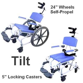 EZee Life 190 18" Attendant Shower & Commode Chair w/ Tilt Seat