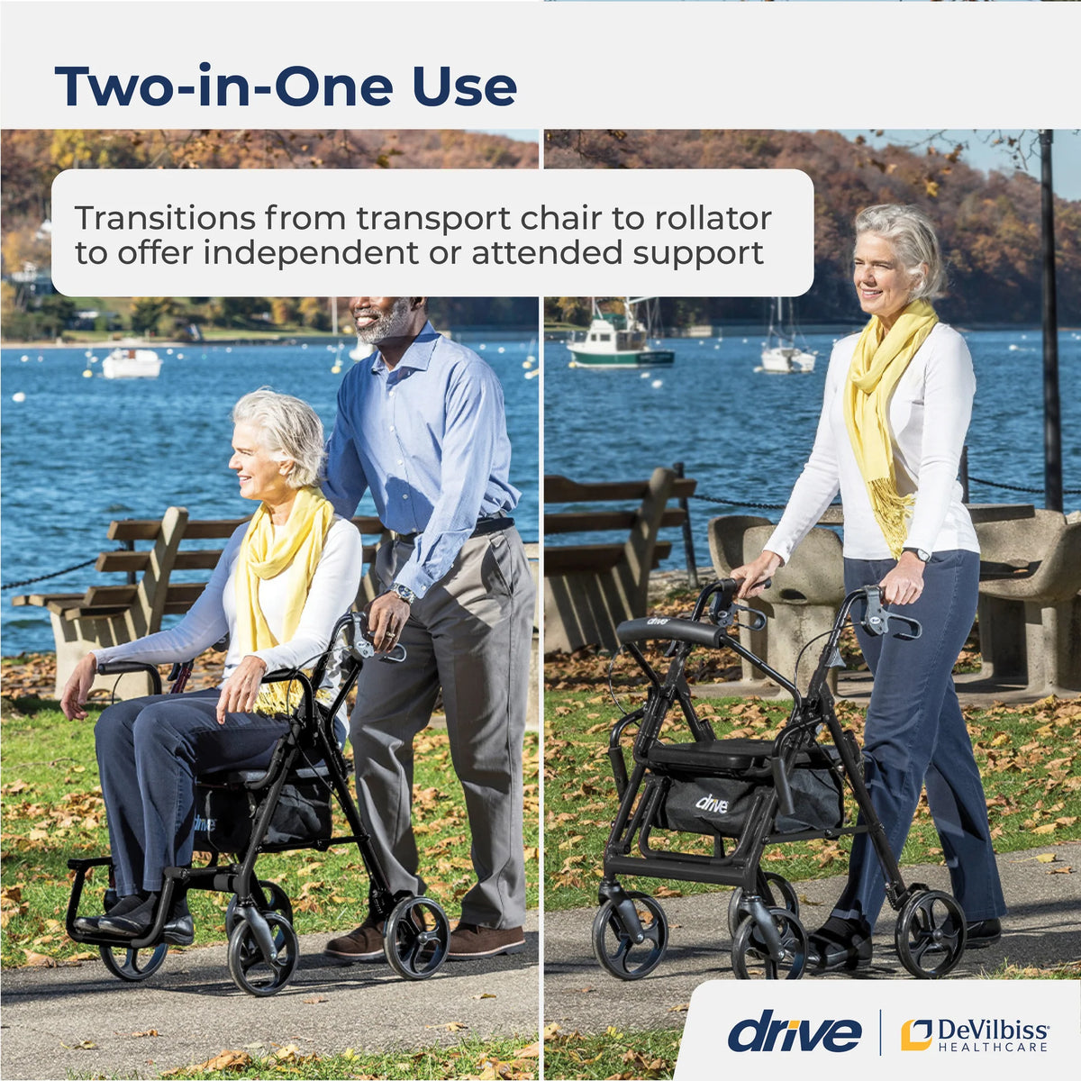 Drive Go-Lite Bariatric Rollator Walker – 500 lb Heavy Duty Rollator with Extra-Wide Seat