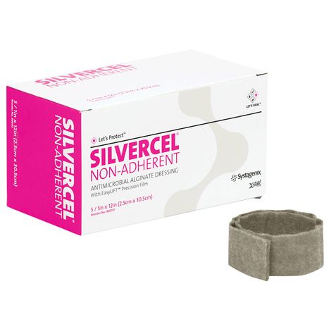 Silvercel Non-Adherent Antimicrobial Alginate Dressing — Silver, EasyLift Removal, 4 Sizes