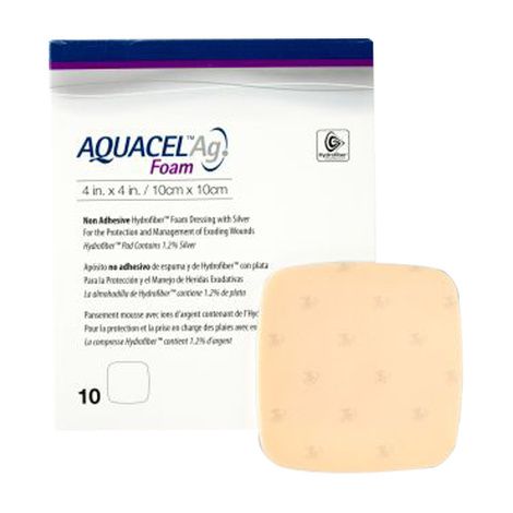 ConvaTec Aquacel Ag Non-Adhesive Foam Dressing — Hydrofiber + Silver, Sensitive Skin Safe, 5 Sizes