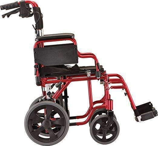 Nova Medical Lightweight Transport Chair with 12 in Rear Wheels