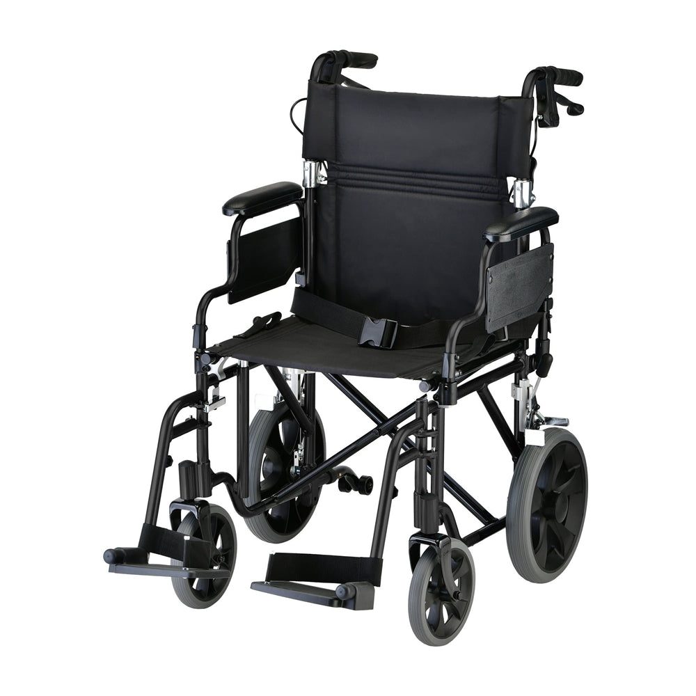 Nova Medical Lightweight Transport Chair with 12 in Rear Wheels