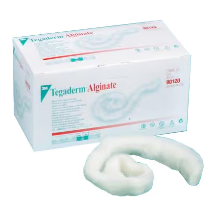 3M Tegaderm High Integrity Alginate Dressing — Structured Gel, One-Piece Removal, 4"×4" Sheet & 12" Rope