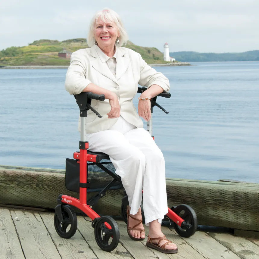 4-Wheel Rollator Walker with Seat – Triumph Escape Lightweight Folding Walker