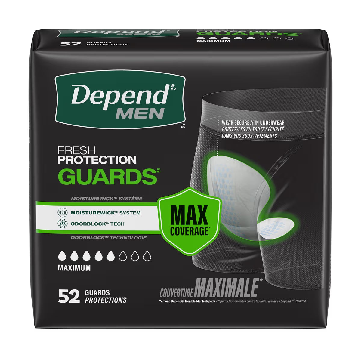 Depend Men Fresh Protection Guards - Package of 52