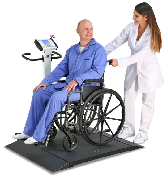 Detecto 6550 Folding Portable Wheelchair Scale – 1000 lb Capacity with Dual Ramps
