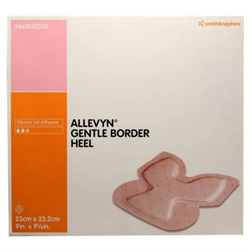 ALLEVYN Gentle Border Heel Foam Dressing — Hydrocellular, Silicone Gel Adhesive, Malleolus Coverage, Item 66800506