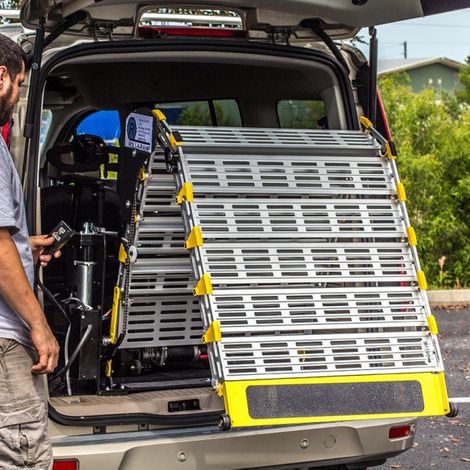 Automatic Electric Ramp Roll-A-Ramp Powered Auto-Fold Van Ramp System | Motorized Wheelchair Ramp