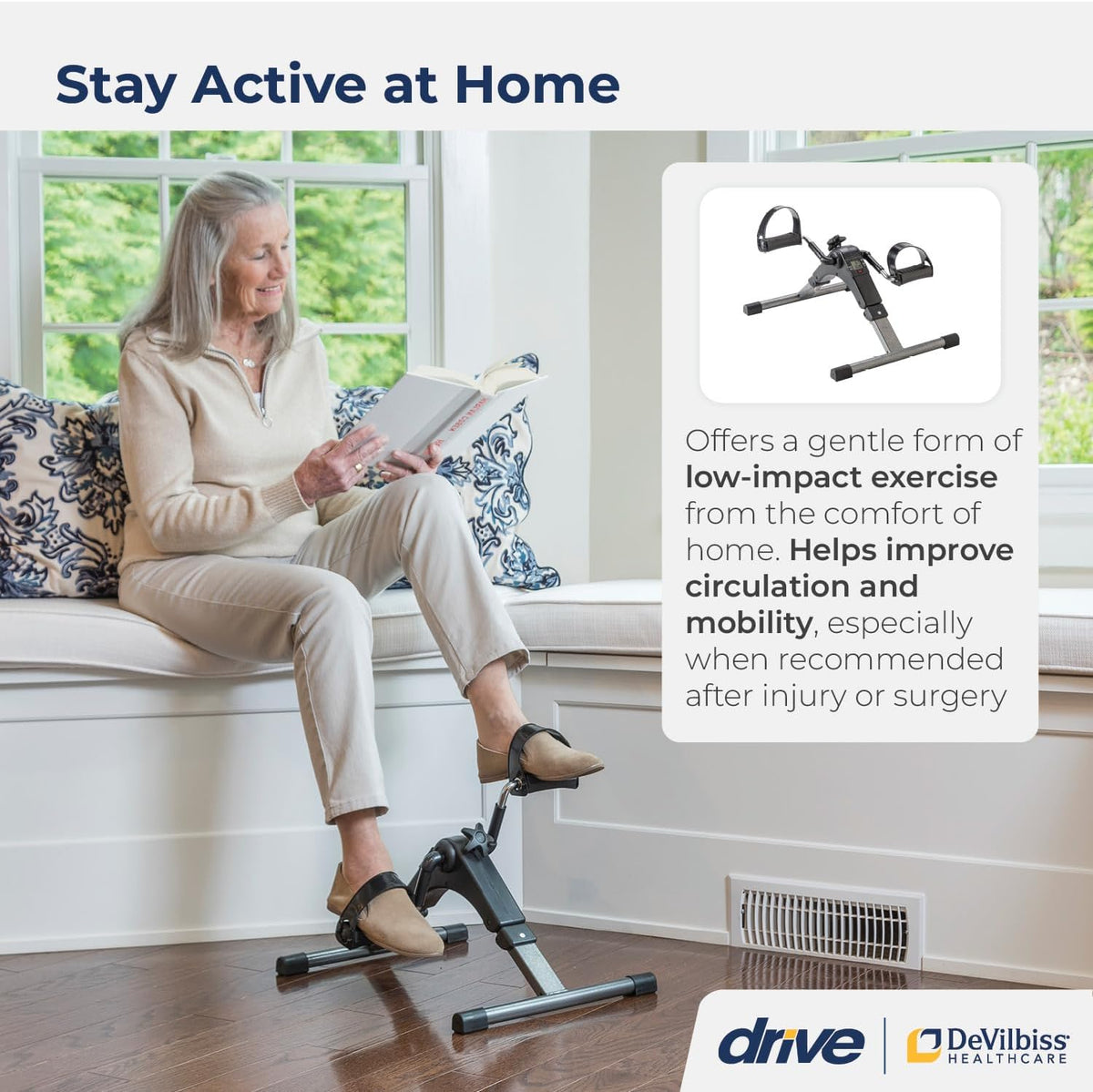 Drive Medical Deluxe Folding Exercise Peddler – Portable Upper & Lower Body Workout