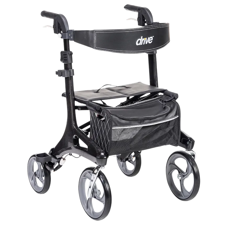 Drive Nitro Elite Carbon Fiber Rollator – Ultra-Lightweight Carbon Fiber Rollator Walker with Seat