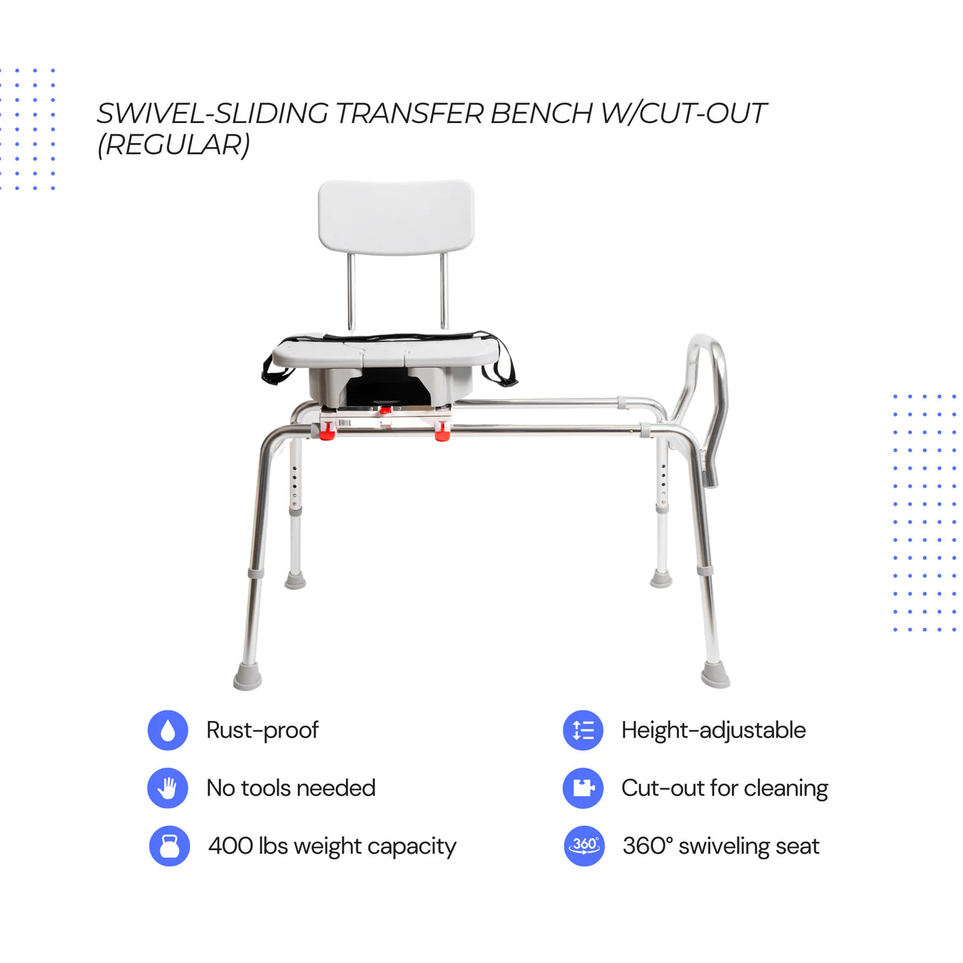 Eagle Health Sliding Swivel Bench Seat w/ Cut Out 77663
