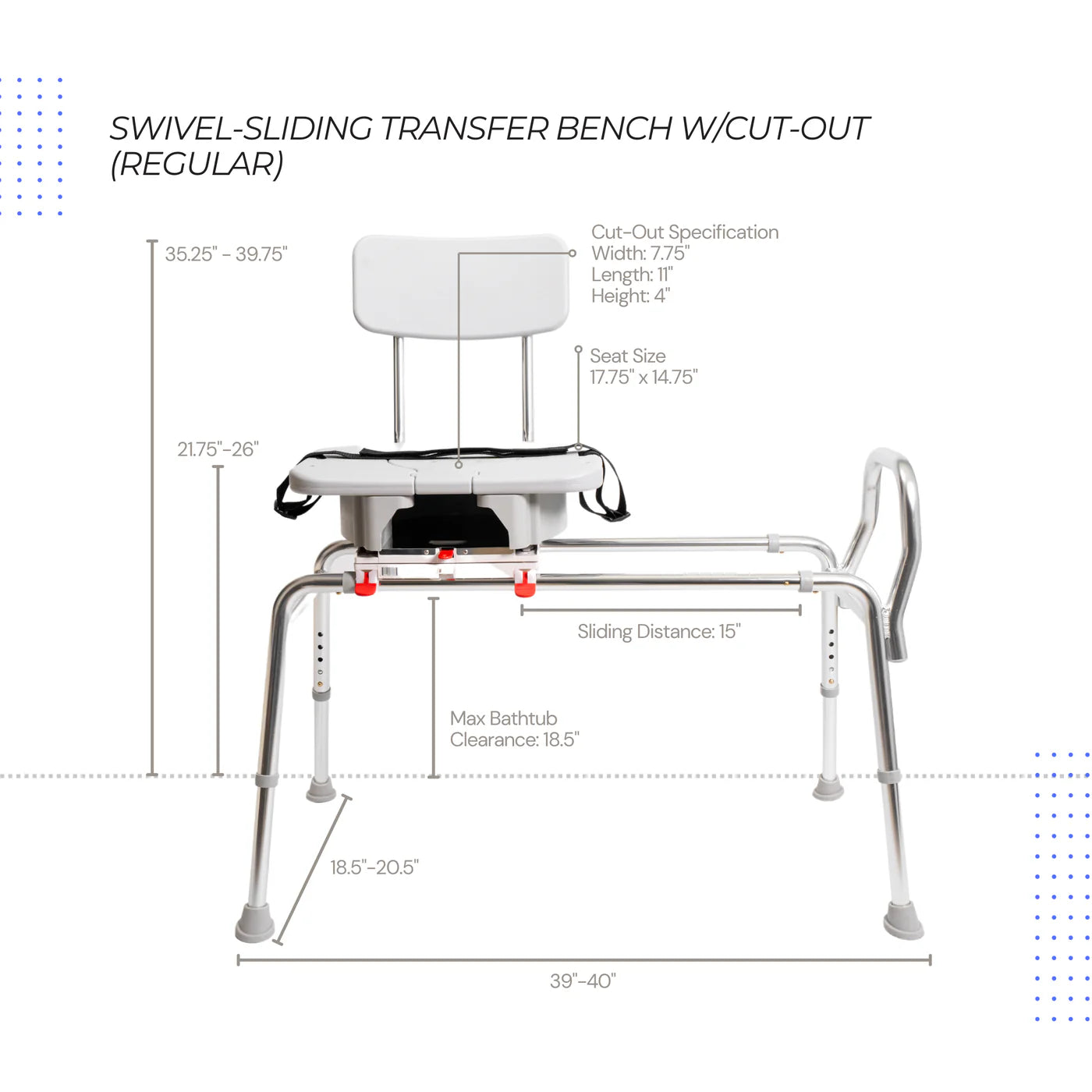 Eagle Health Sliding Swivel Bench Seat w/ Cut Out 77663