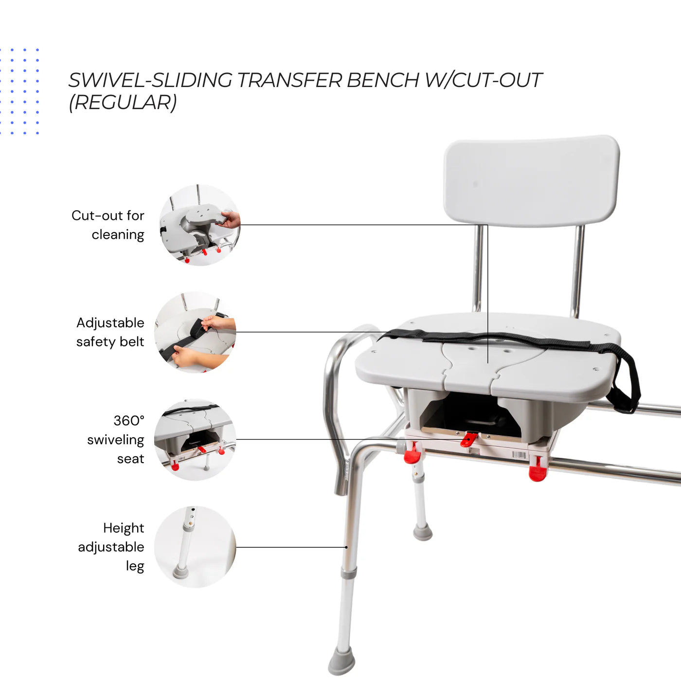 Eagle Health Sliding Swivel Bench Seat w/ Cut Out 77663