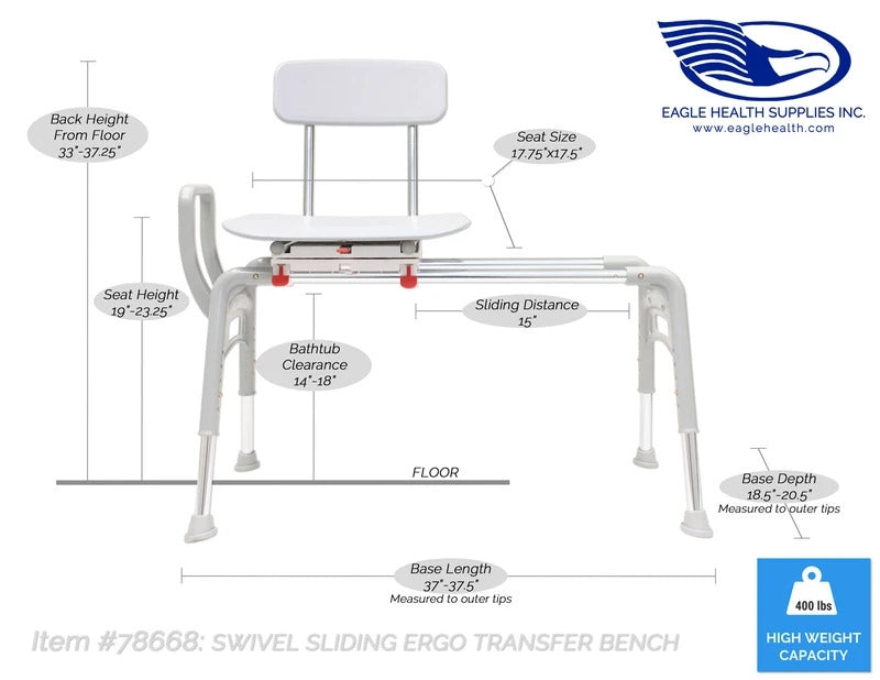 Eagle Health 78668 - Swivel & Sliding Ergo Transfer Bench