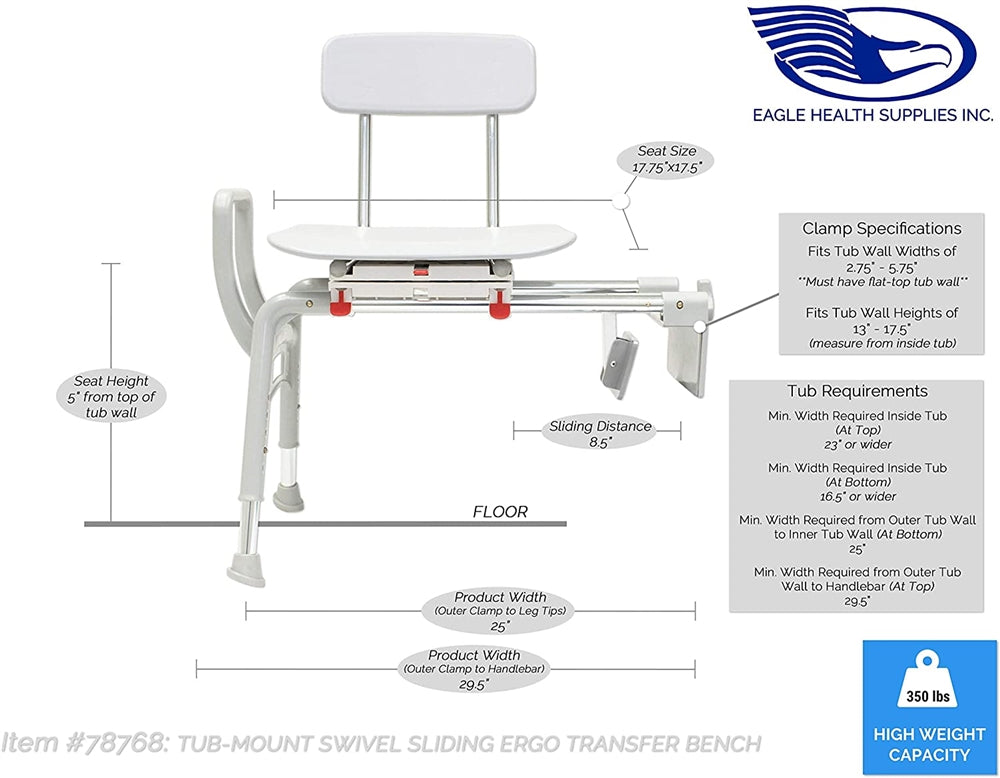 78768 - Tub-Mount Swivel Sliding Ergo Transfer Bench