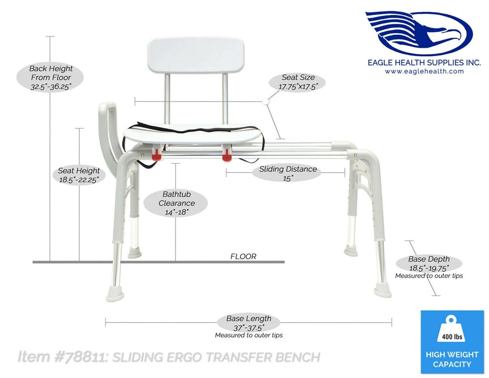 Eagle Health 78811 Sliding Ergo Transfer Bench