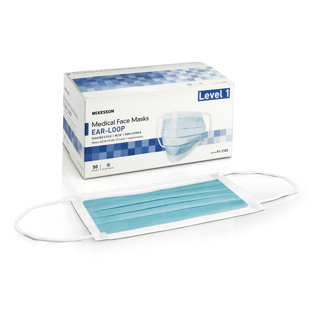 McKesson Procedure Mask Pleated 50 per Box 91-2102