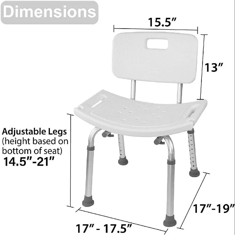 Tool-Free Spa Bathtub Adjustable Shower Chair Removable Back