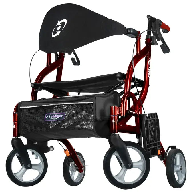 Drive Airgo Fusion F18 Side-Folding Rollator Transport Chair – Lightweight 2-in-1 Mobility Walker