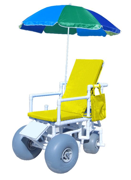 All-Terrain Beach Wheelchair – Reclining PVC Sand Wheelchair with Balloon Tires