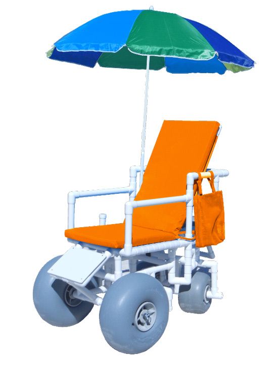 All-Terrain Beach Wheelchair – Reclining PVC Sand Wheelchair with Balloon Tires