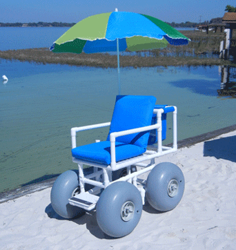 All-Terrain Beach Wheelchair – PVC Sand Chair with Large Balloon Tires