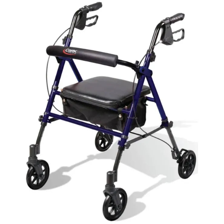 Carex Step-N-Rest Rolling Walker with Seat – Lightweight 6" Wheel Rollator Walker