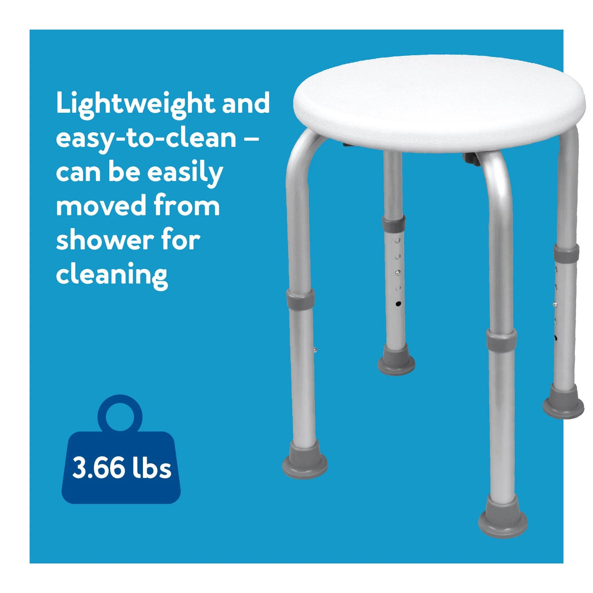 Carex Compact Shower Stool | Adjustable Round Bath Stool
