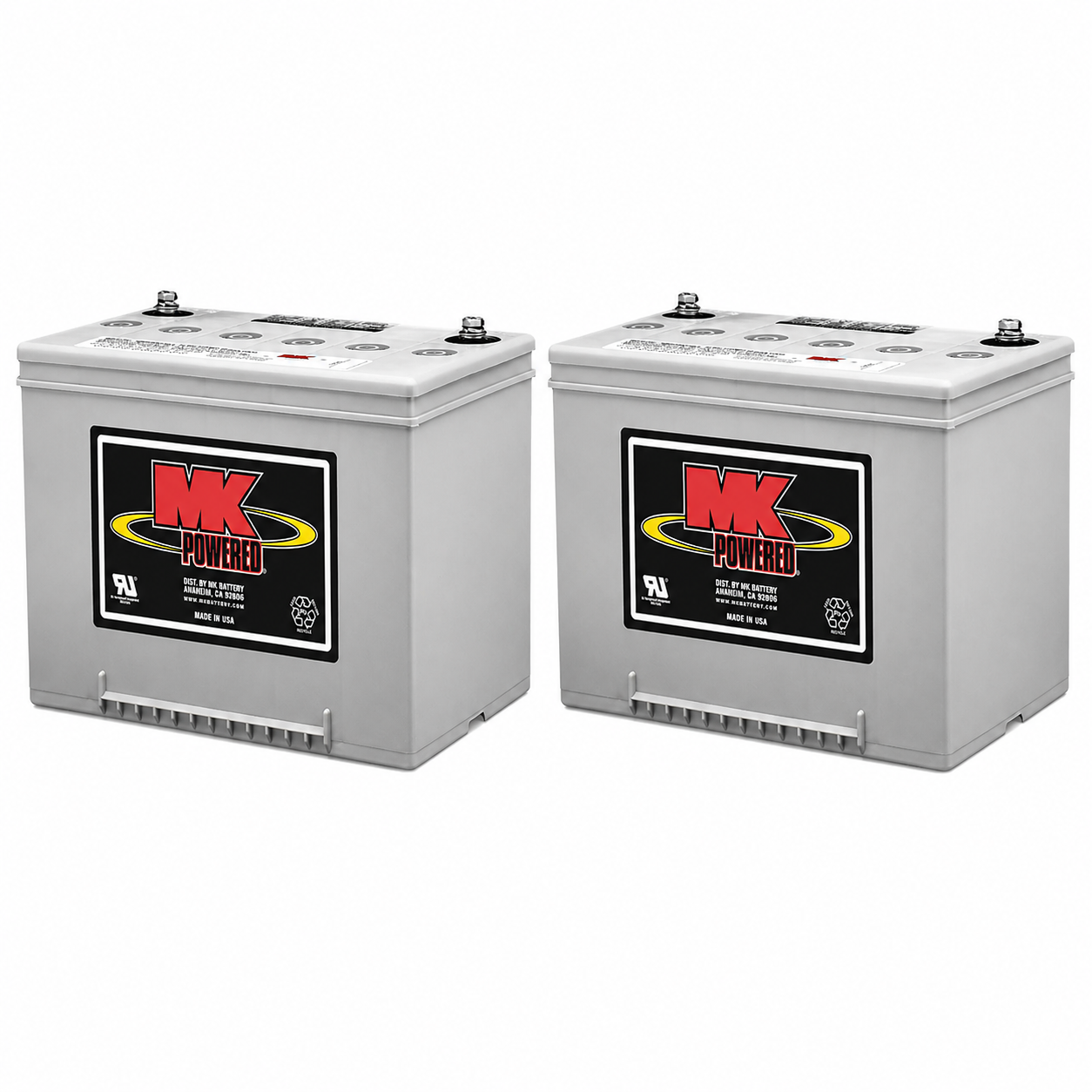 MK Battery M50-12 SLD M — 12V 50Ah Deep Cycle Sealed AGM Mobility Battery, Set of 2 (Recessed Screw Terminal)
