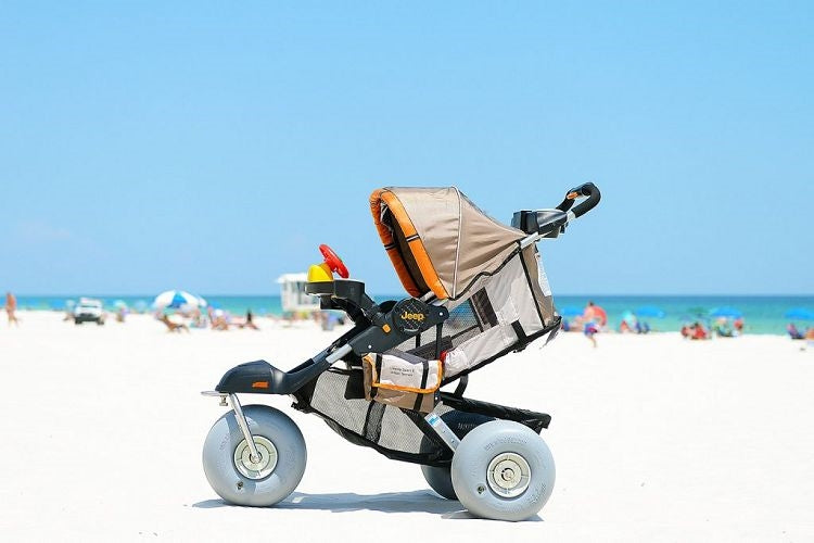 bob stroller in sand All-Terrain Beach Stroller – DeBug Baby Bug Sand Jogger with Balloon Wheels