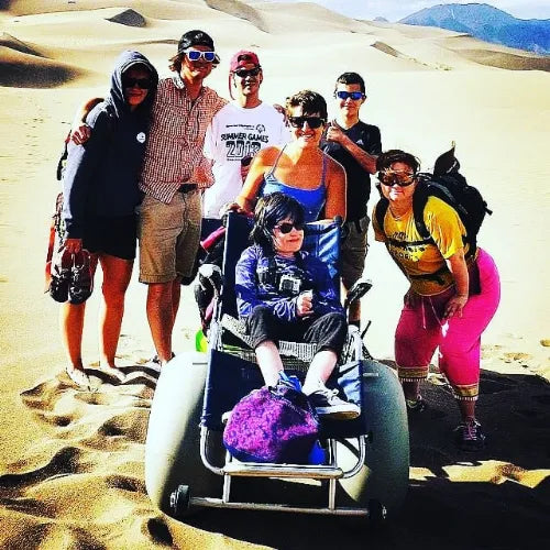 DeBug Beach Wheelchair With 360-Degree Rotating Wheels and 350 lbs. Weight Capacity - ADA Compliant