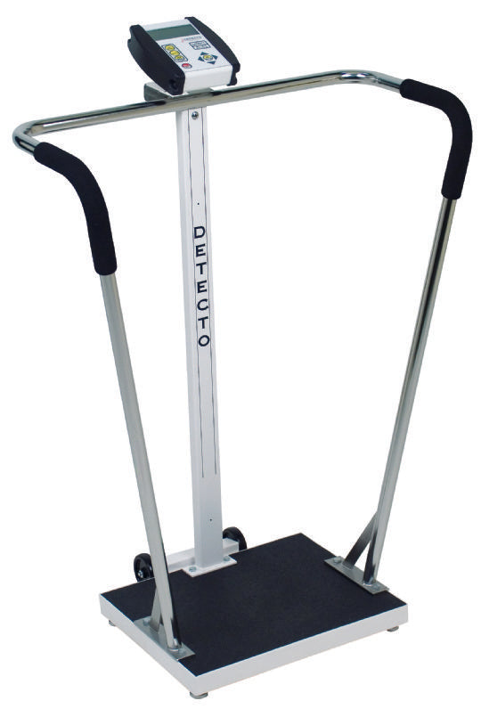 Detecto 6854DHR Digital Bariatric Scale with Height Rod & Handrails – 800 lb Capacity