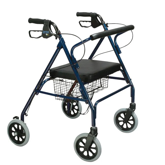 Drive Go-Lite Bariatric Steel Rollator – Heavy-Duty 4-Wheel Rollator Walker with Seat