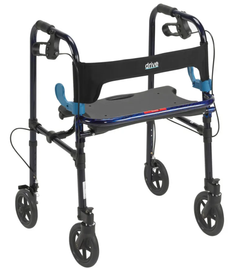 Drive Medical Clever Lite Walker Adult with 8" Casters – Dual Function Rollator Walker
