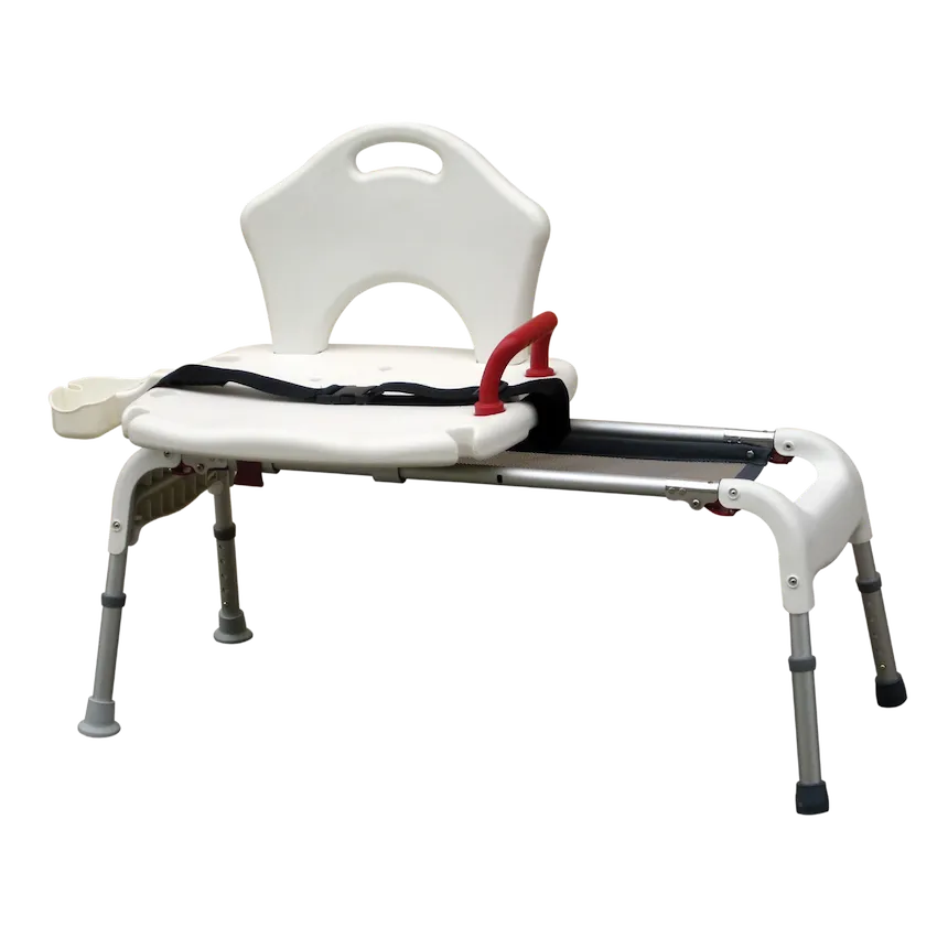 Drive Medical Folding Universal Sliding Transfer Bench – Adjustable Sliding Tub Transfer Bench