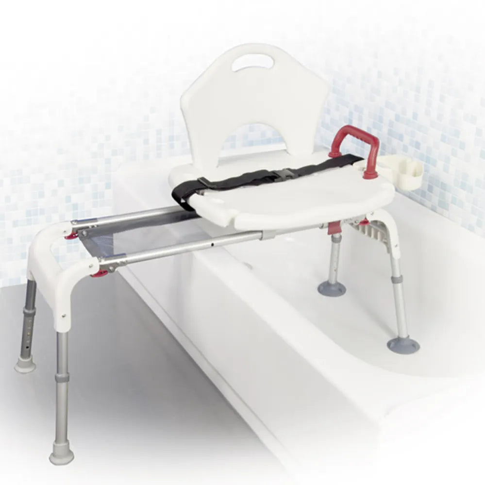 Drive Medical Folding Universal Sliding Transfer Bench – Adjustable Sliding Tub Transfer Bench