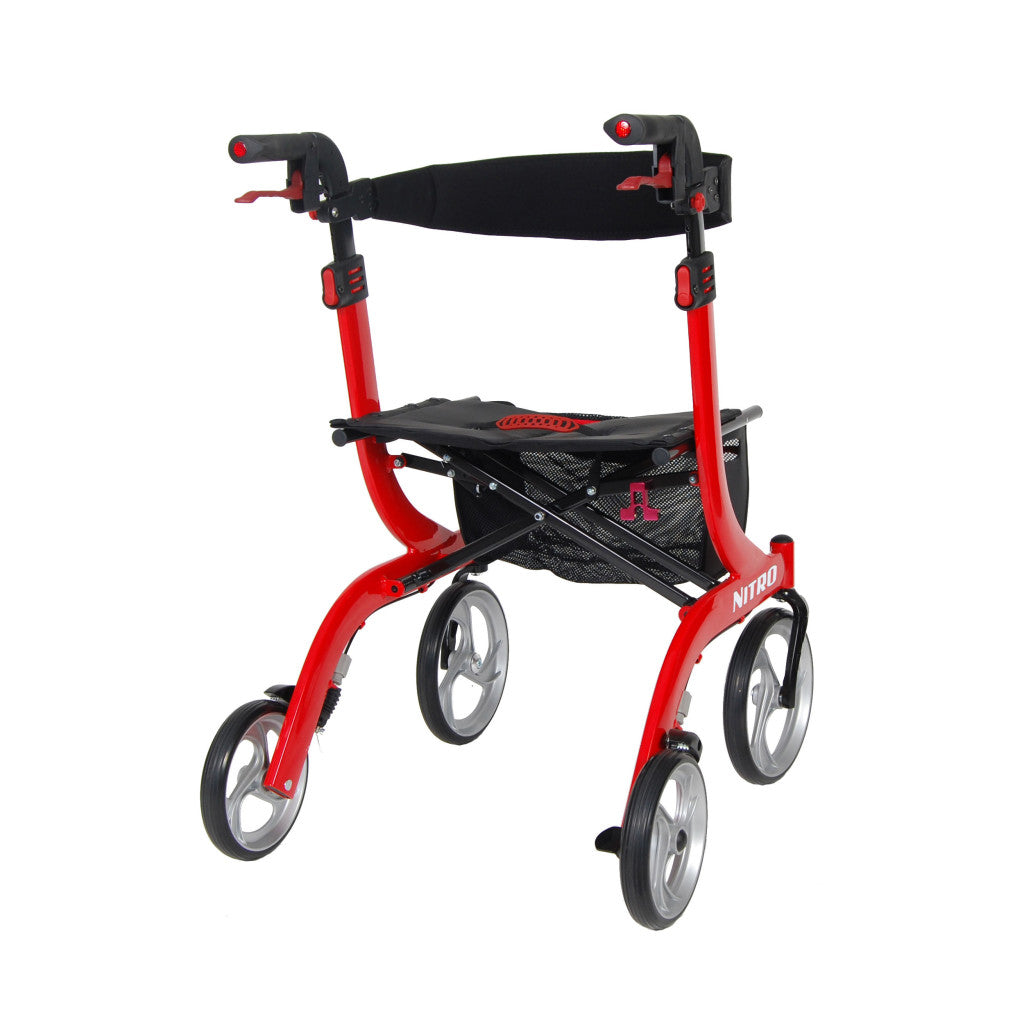 Drive Medical Nitro Aluminum Rollator – Euro-Style 4-Wheel Rollator Walker with Seat