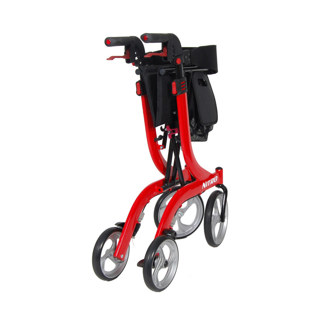 Drive Medical Nitro Aluminum Rollator – Euro-Style 4-Wheel Rollator Walker with Seat